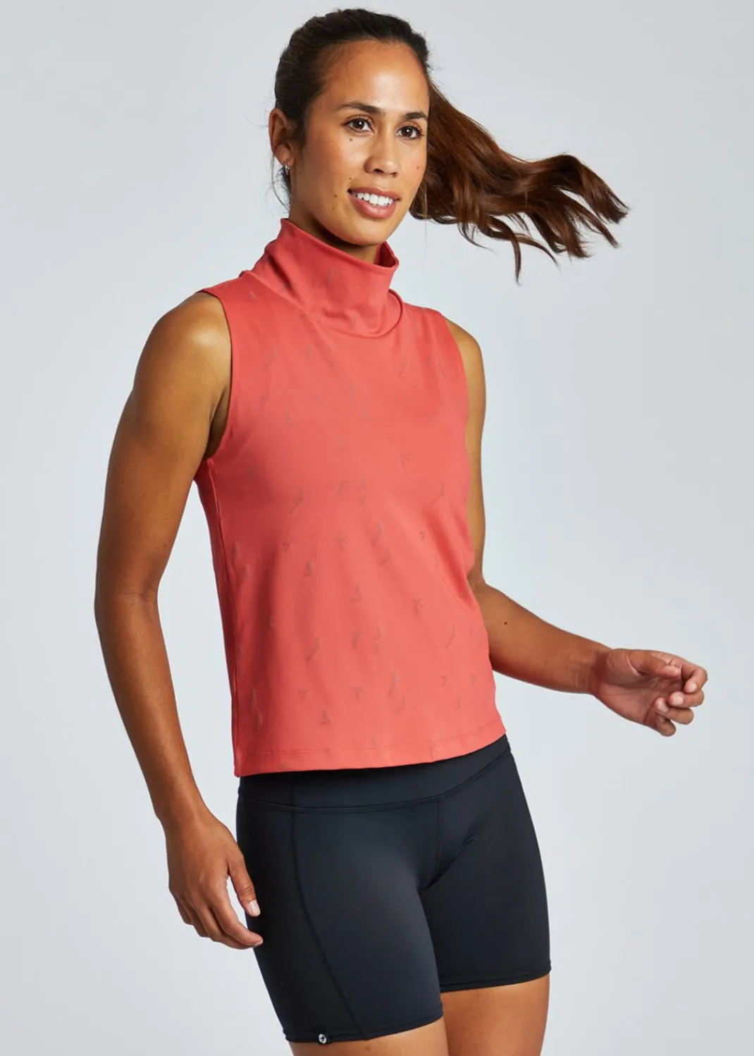 Women Oiselle Tank Tops*Firecracker Mock Neck Tank